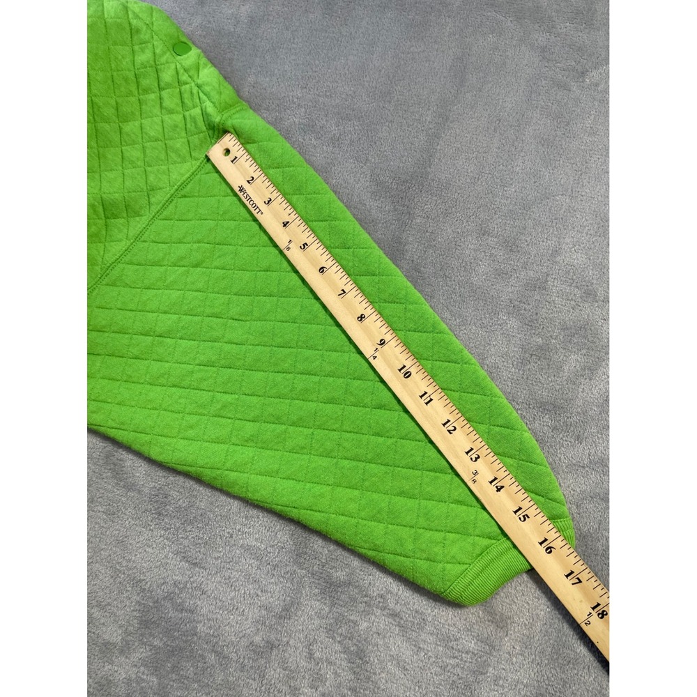 Venezia Womens Vintage Quilted Pullover Sweatshirt 26/28 Green Snap Shoulder - Picture 5 of 8